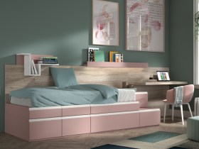 CAMA MODULAR CON ESCRITORIO COLGADO